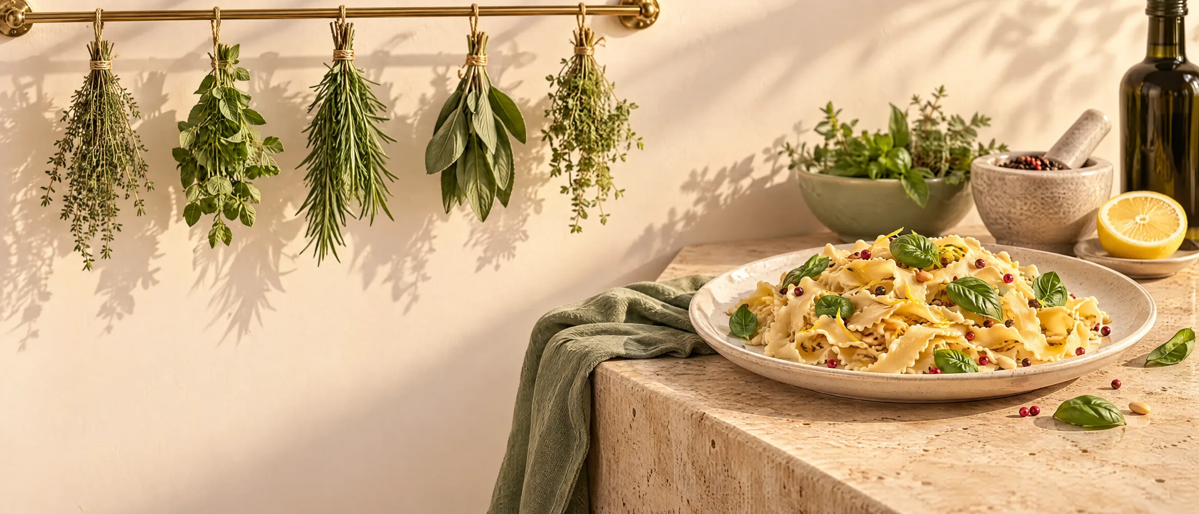 Food-Setting in warmem Licht
